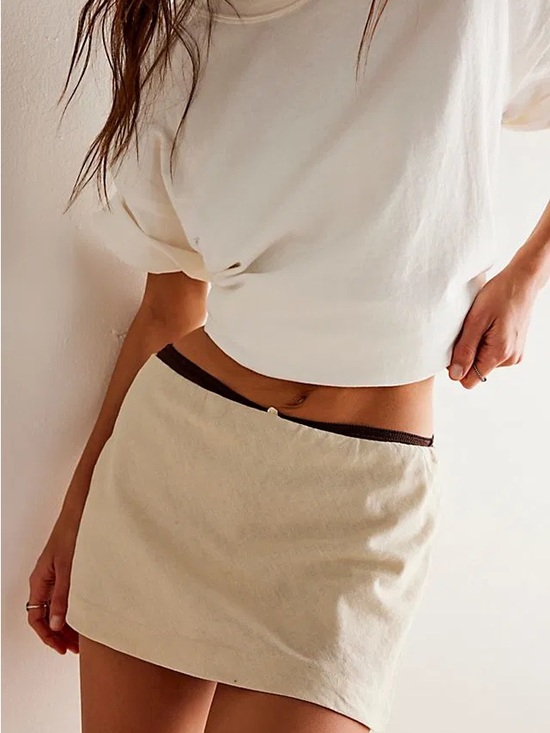 Free People Dresses & Skirts - Free People Cream A-Line Mini Skort with Subtle Texture